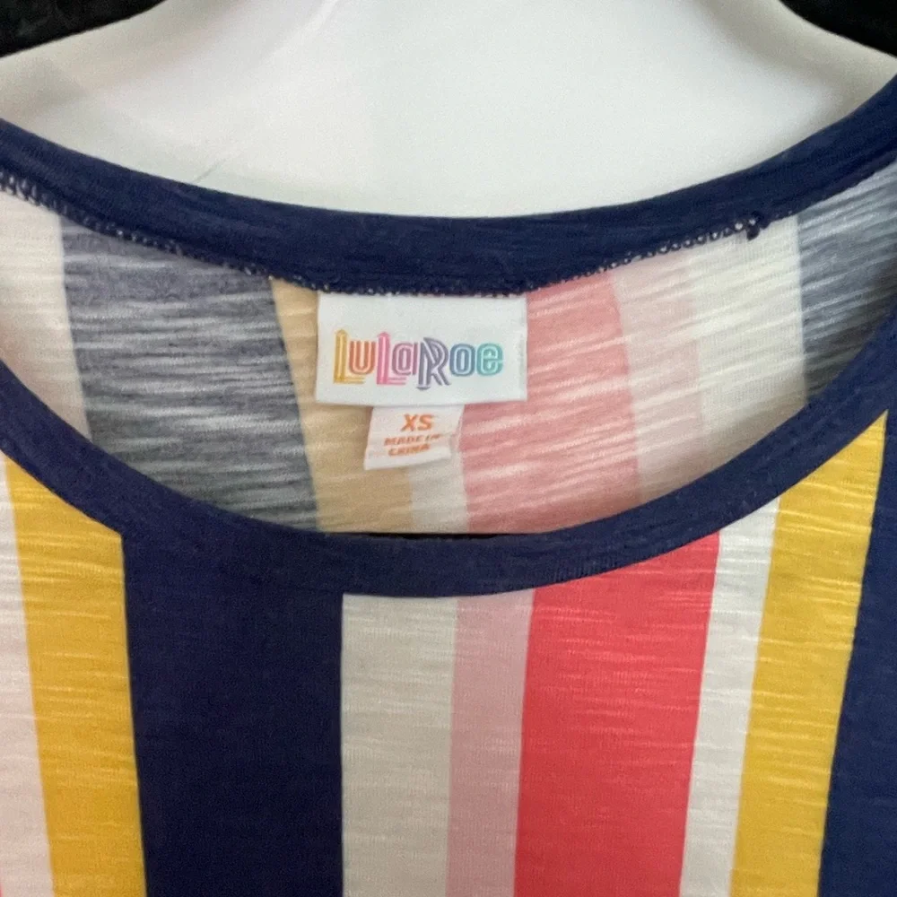 LuLaRoe Pink and Blue Fitted Short Sleeve Tee - Picture 2 of 6